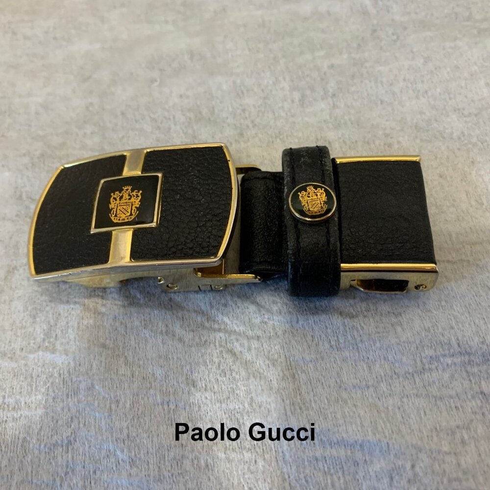 Paolo Gucci Vintage Black Leather with Gold Tone Belt Buckle